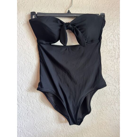 aerie Other - Aerie Black Bandeau One Piece Swimsuit Tie Front Open Back Strapless Medium